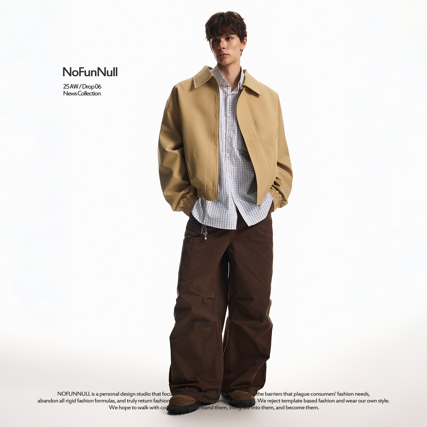 NOFUNNULL 美式cleanfit双拉链垫肩夹克男秋季短宽廓形bomber外套,淘宝优惠券,粉丝福利购,淘宝优惠卷