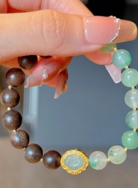 天然非洲翡手链搭配天然沉香女款