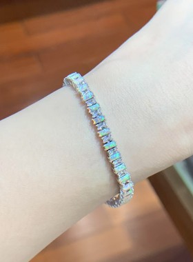 925银镶嵌T方培育欧泊手链