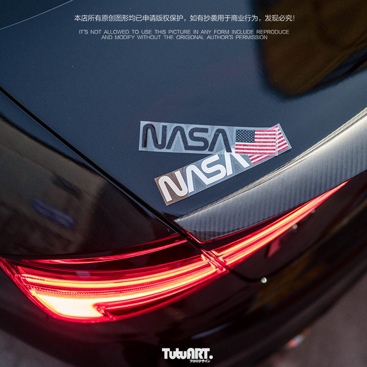 TUTU圖圖車貼 定制NASA美国宇航局文字侧窗贴 后档玻璃车尾装饰贴 - 图2