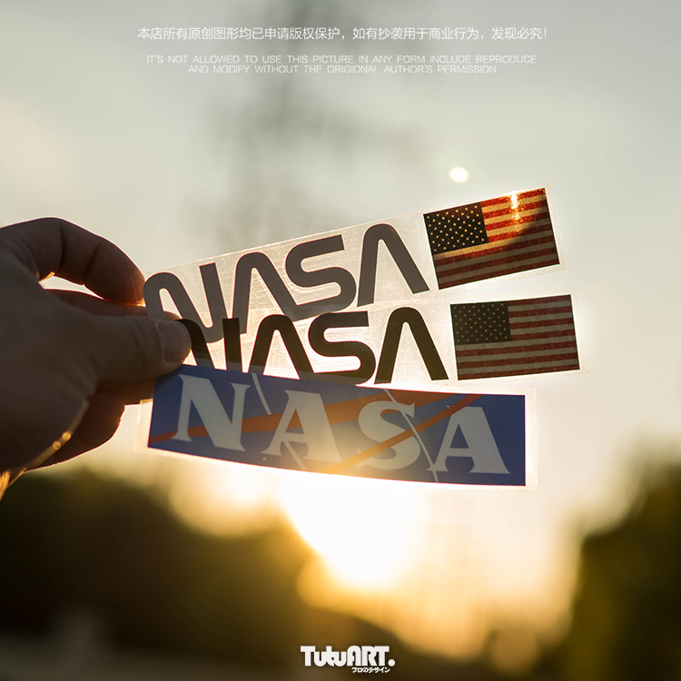 TUTU圖圖車貼 定制NASA美国宇航局文字侧窗贴 后档玻璃车尾装饰贴 - 图0