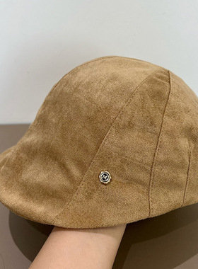 前进帽女秋冬复古百搭报童帽纯色麂皮绒画家帽显脸小时尚鸭舌帽