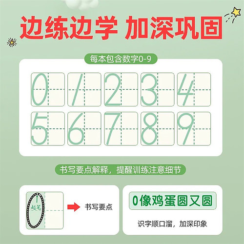 幼儿练字入门0-9数字描红练字帖练习本1-10幼儿园练字本田字格拼音拼读训练笔画儿童控笔训练小学生专用数学幼小衔接每日一练字帖-图1