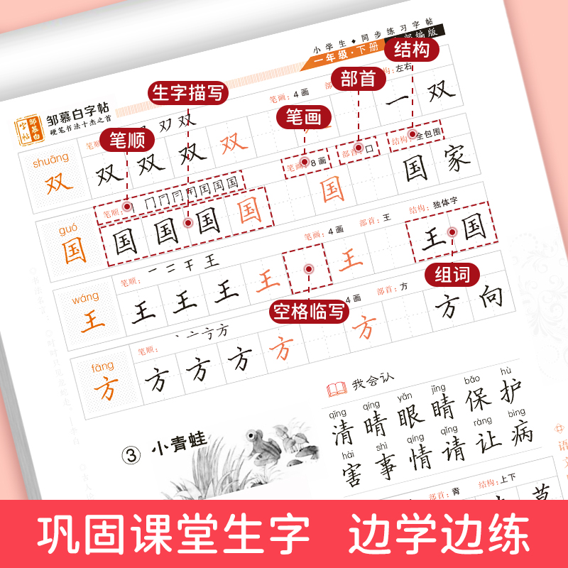 邹慕白人教版1-6年级语文练字帖写字好老师一二三四五六年级上册下册教材课本同步字帖楷书小学生正楷硬笔书法临摹版练字本-图0