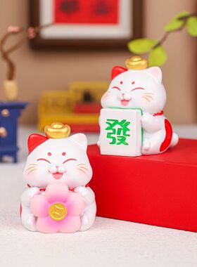 新款可爱招财猫摆件创意卡通喵咪家居饰品文创伴手礼国潮桌面摆件