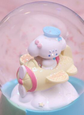 旋转飘雪东方明珠摆件生日礼物飞船儿童音乐盒水晶球狗八音盒芙蓉