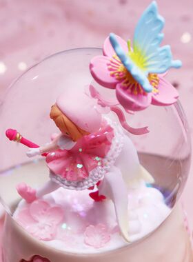 水晶球樱花心马车卧室摆件少女