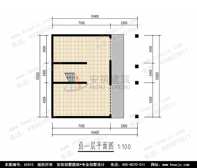 二层带地下室设计，平屋顶多层露台设计 AZ815 - 图0