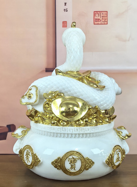 黑白蟒蛇真身像坐山仿玉合成汉白玉蛇王佛像摆件12寸16寸