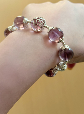 hucares「顶美紫啧」原创大点位紫阿塞水晶手串轻奢小众紫色手串