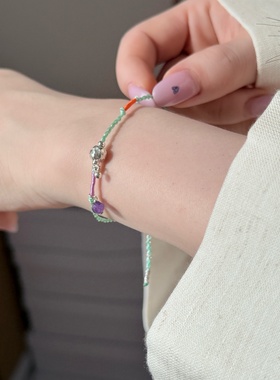 hucares 「柿柿如意」原创天然石撞色手链 纯手工手绳巨显白