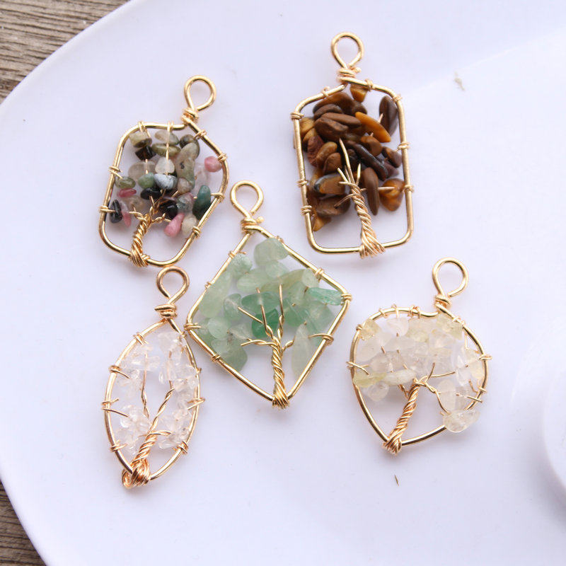 天然碎石编绕吊坠 菱形长方形瓶子马眼挂坠耳饰项链手工饰品配件,淘宝优惠券,粉丝福利购,淘宝优惠卷