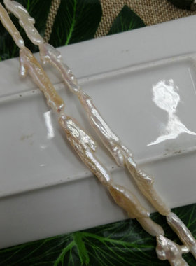 天然巴洛克珍珠长条3-4厘米通孔牙签棍珠手链项链diy手作饰品配件