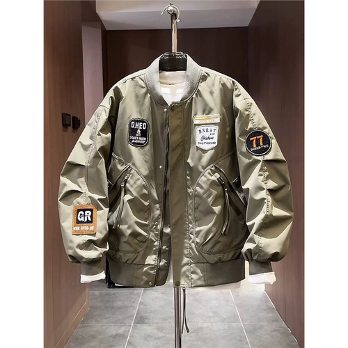 2025秋季美式高级感工装夹克男士潮流百搭情侣刺绣贴标棒球服外套 - 图3