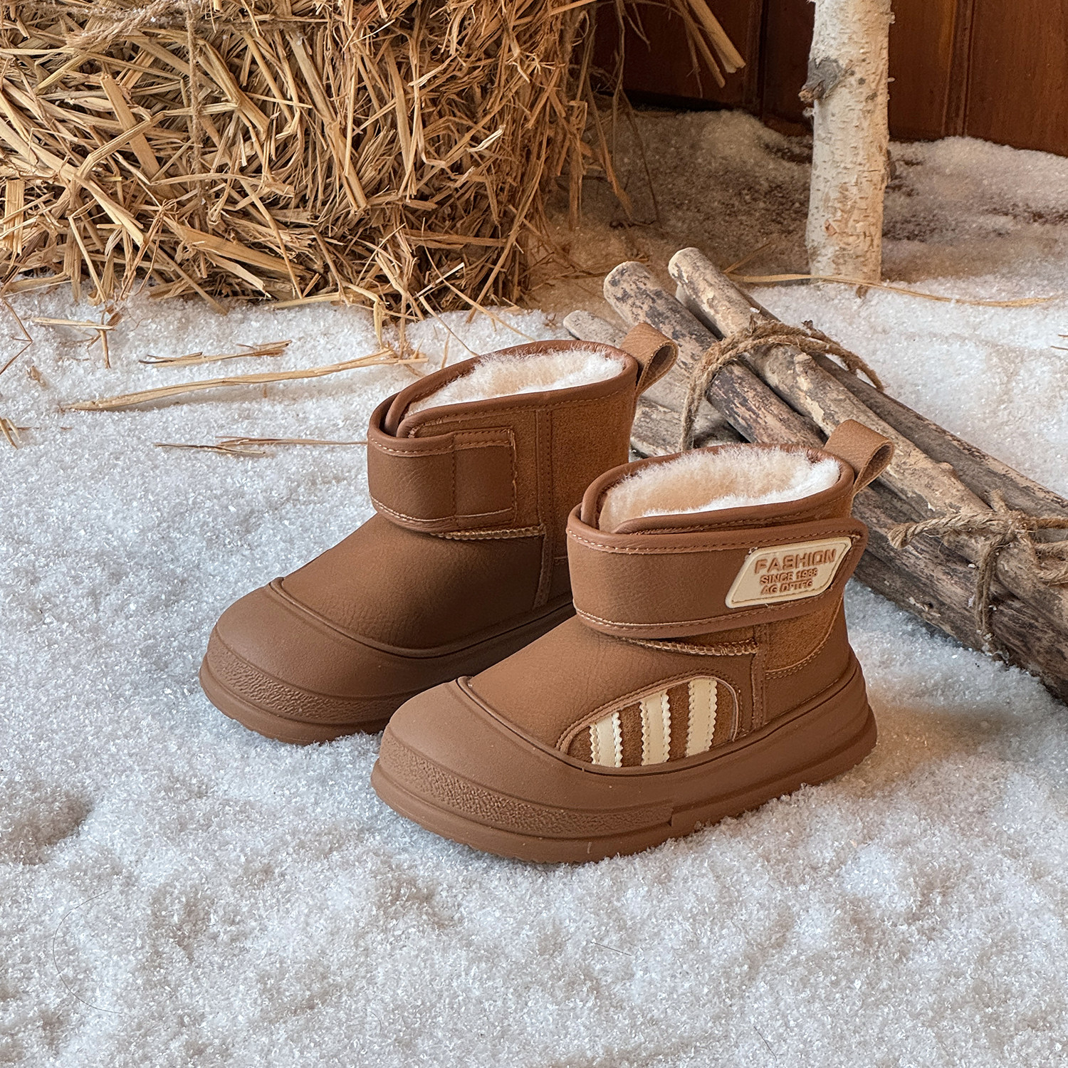 真皮儿童雪地靴2025新款冬季加绒保暖男童短靴防滑女童棉鞋中大童,淘宝优惠券,粉丝福利购,淘宝优惠卷