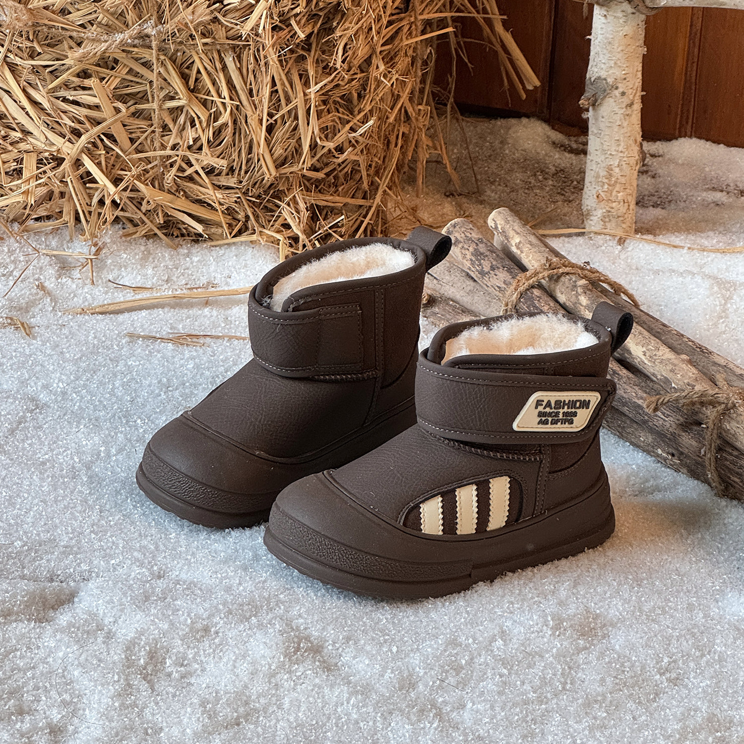 真皮儿童雪地靴2025新款冬季加绒保暖男童短靴防滑女童棉鞋中大童,淘宝优惠券,粉丝福利购,淘宝优惠卷