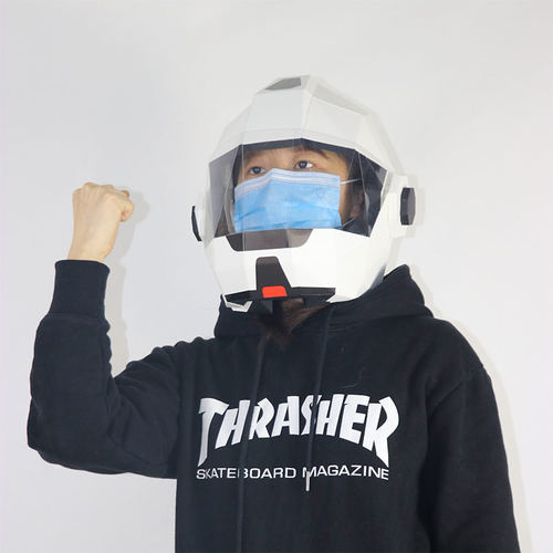 全能卫士DIY纸面具宇航员头套头盔纸模防护面罩透明防飞溅护目镜 - 图0