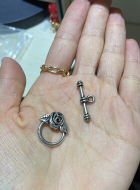 水之泪diy饰品配件材料珍珠手链项链扣镀藏银花朵雕刻款复古时尚