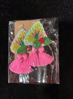 《法式乡村》异域风情耳环吊坠花朵孤品耳环清迈手工编织花朵耳饰