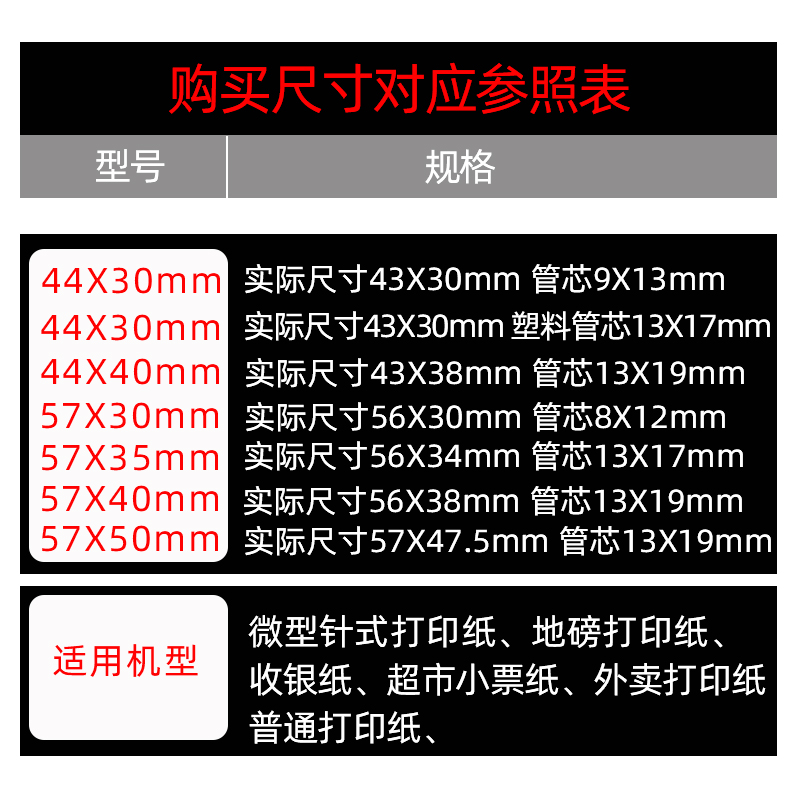 DAT 57X40仪表针式打印纸44mm×40mm地磅打印纸 57x30x50微型针式打印机普通纸44X30双胶纸打印卷纸非热敏纸-图3