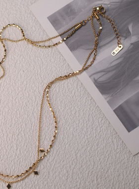 大米熊家钛钢双层女菱形项链