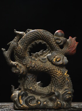 鱼跃龙门纯黄铜器复古家居用客厅办公室店铺装饰工艺品吉祥物摆件