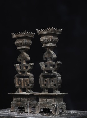 大号双喜蜡烛台纯铜复古婚庆用品传统洞房花烛中式寿字台供天摆件