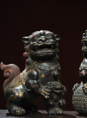 纯铜狮子滚绣球仿古铜器招财家居办公玄关装饰工艺品创意礼品摆件