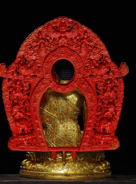 尼泊尔西藏工艺藏传密宗纯铜鎏金觉悟沃佛佛像家居用供奉桌面摆件