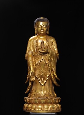 大号站三宝佛像释迦牟尼阿弥陀佛药师佛纯铜寺庙佛堂供奉装饰摆件