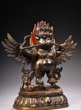 纯铜大鹏鸟摆件金翅大鹏仿古佛像雷震子护法雷公神像供奉装扮用品
