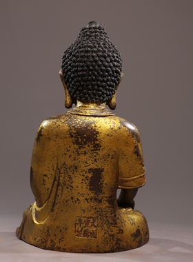 释迦牟尼佛像纯黄铜器雕鎏金摆件复古家居客厅佛堂供奉装饰工艺品