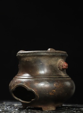 纯铜炭炉仿古手工酒精炉茶壶加热功夫煮茶器家居装饰工艺创意摆件