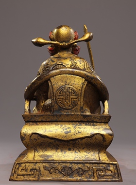 钟馗纯铜器鎏金复古铜像天师钟馗神像客厅佛堂供奉装饰品桌面摆件