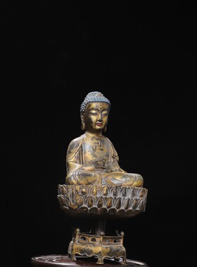 释迦摩尼分体佛像藏传密宗纯铜脱金家居佛堂供奉装饰复古桌面摆件