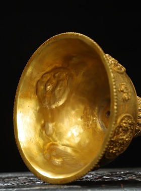 酥油灯座纯铜鎏金慧宝八吉祥底座西藏式客厅家用供佛长明灯蜡烛台