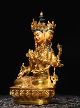 纯铜鎏金尊胜佛母仿古铜器八臂菩萨佛像家居佛堂供佛装饰工艺摆件