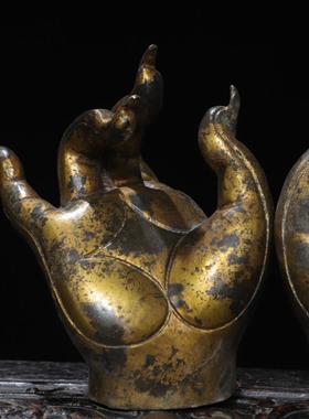 有福之手佛手莲花拈花置物架家居茶道茶艺观赏古玩摆件仿古工艺品