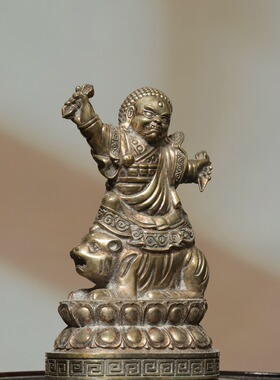 尼泊尔工艺藏传纯铜器忿怒莲师佛像多杰卓洛家居供奉随身车载摆件