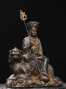 地藏王菩萨黄铜拓金仿古铜器藏佛佛像家居佛堂供佛装饰品桌面摆件