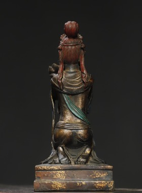 古董文玩纯黄铜器侍女烛台莲花油灯蜡台桌面摆件家居用装饰老物件