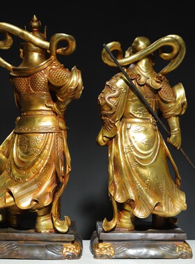 大号珈蓝韦陀驮关公佛像纯铜鎏金关二爷护法寺庙玄关佛堂供奉摆件