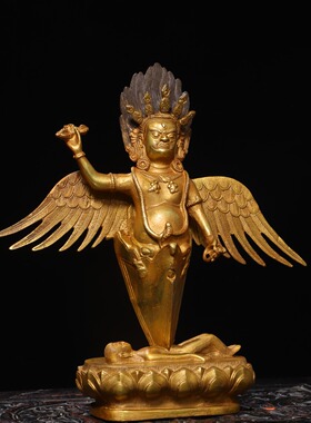 纯铜大鹏鸟摆件金翅大鹏仿古佛像雷震子护法雷公神像供奉装扮用品
