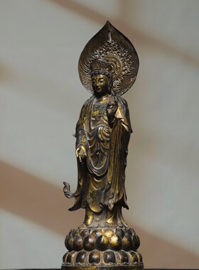 大势至菩萨神佛像藏传密宗纯黄铜器雕家居用佛堂供奉装饰桌面摆件