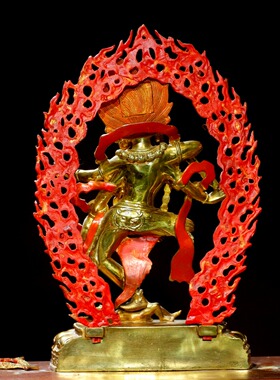 尼泊尔手工藏传密宗作明佛母菩萨神佛像纯铜鎏金佛堂供奉装饰摆件