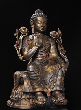 大号大日如来佛祖像纯黄铜器雕拓金工艺复古寺庙佛堂供奉装饰摆件