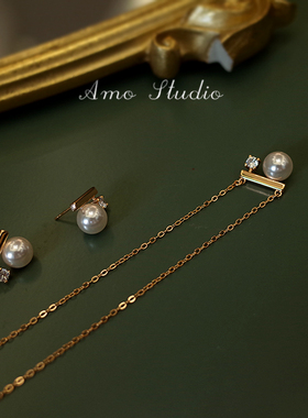 AMO平衡木珍珠项链女轻奢小众锁骨链设计高级洋气百搭毛衣链