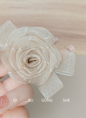小花朵胸针女欧根纱梦幻玫瑰花