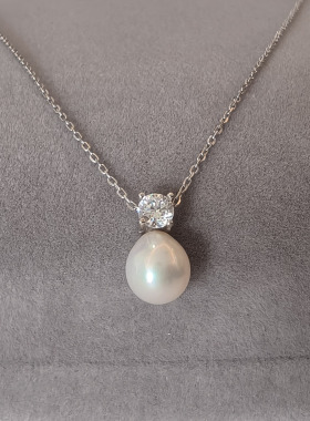 天然珍珠项链女戴妃小方糖耳钉