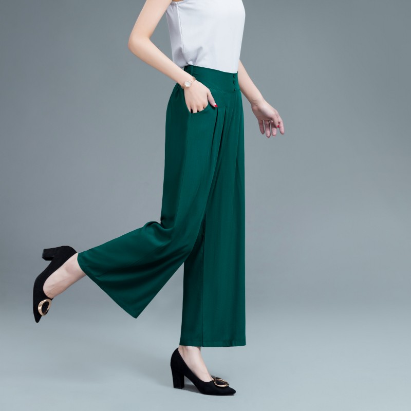 老北京鲁商店    全国诚招代理商妈妈夏季垂感阔腿裤中老年女大码休闲高腰广场舞裤松紧腰宽松裙裤0